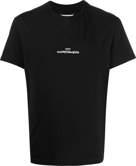 Maison Margiela Black Upside-Down Logo T-Shirt | INC STYLE