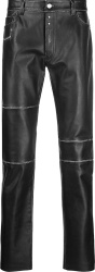 Maison Margiela Mm6 Black Distressed Leather Slim Pants