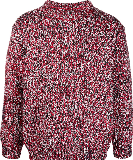 Maison Margiela Red Black And White Speckled Sweater