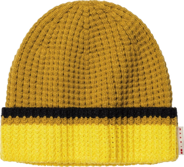 Mani Yellow Knit Beanie Hat