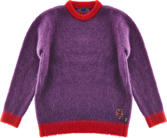 Marc Jacobs Heaven Purple And Red Trim Mohair Super Fluff Sweater