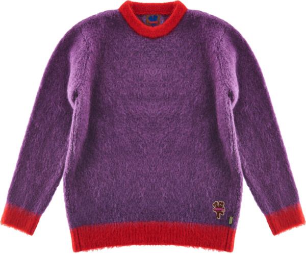 Marc Jacobs Heaven Purple And Red Trim Mohair Super Fluff Sweater