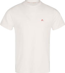 White & Red-Half Moon Logo T-Shirt