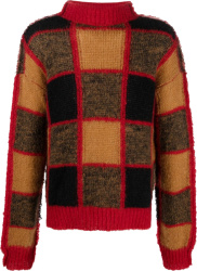 Red & Brown Square Checkered Sweater