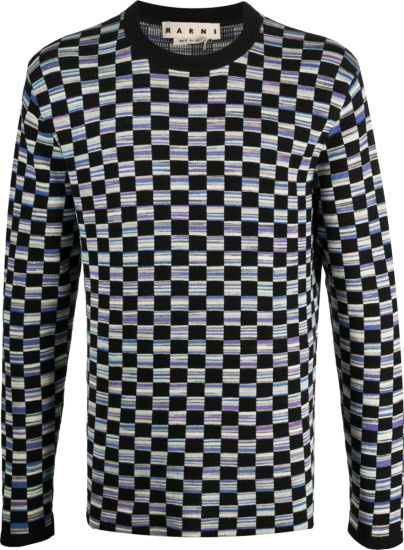 Marni Black And Multicolor Checkerboard Sweater