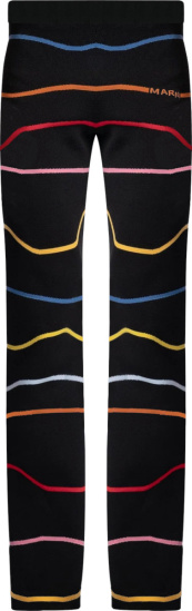 Marni Black And Wavy Multicolor Striped Pants