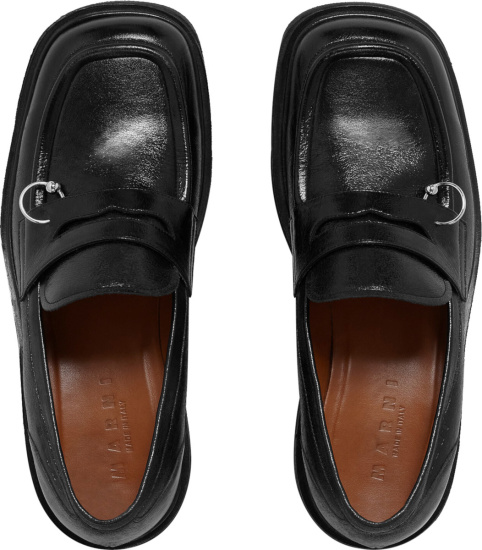 Marni Black Iconic Leather Loafers