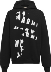 Marni Black Scanned Logo Print Hoodie
