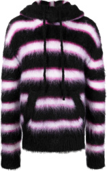 Marni Black White And Pink Striped Mohair Hoodie