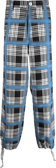 Marni Black White Check And Blue Spray Grid Pants