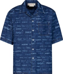 Marni Blue Allover Logo Denim Shirt