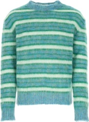 Marni Blue And Green Striped Mohair Sweater