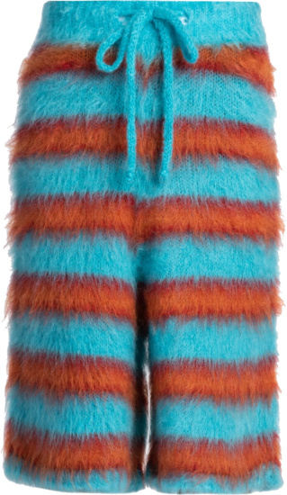 Marni Blue And Orange Stirped Mohair Shorts