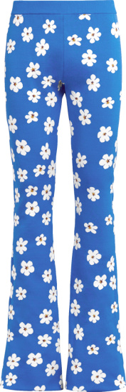 Marni Blue And White Daisy Flared Trackpants
