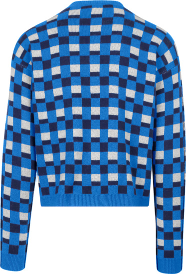 Marni Blue Navy White Striped Checkered Sweater