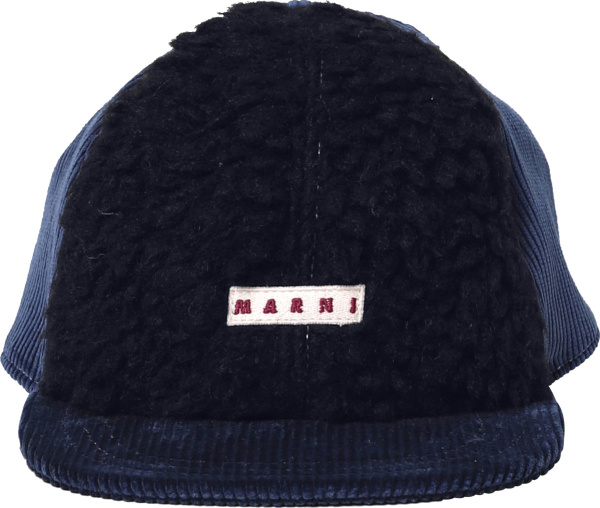 Marni Blue Sherpa And Corduroy Hat