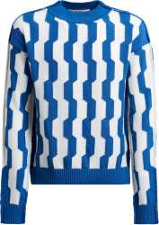 Blue & White Geometric Stripe Sweater