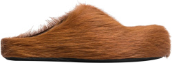 Marni Brown Fur Fussbett Sabot Loafers