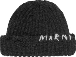 Marni Dark Grey Hand Stitched Logo Beanie
