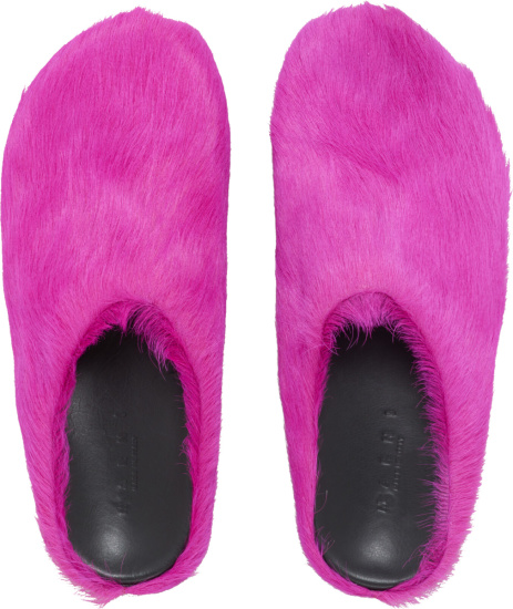 Marni Fuchsia Fur Slip On Shoes