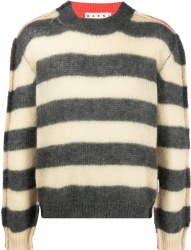 Marni Grey And White Split Striped Sweater