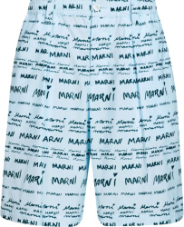Marni Light Blue Allover Logo Mega Marni Print Shorts