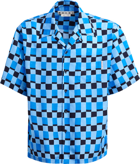 Marni Light Blue Blue And Black Checkered Shirt
