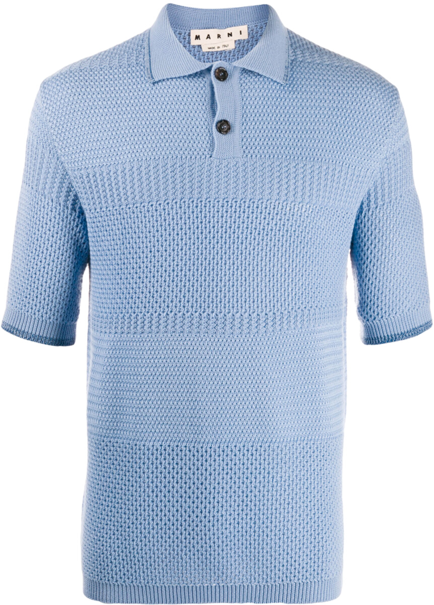 Marni Light Blue Knit Polo Shirt | INC STYLE