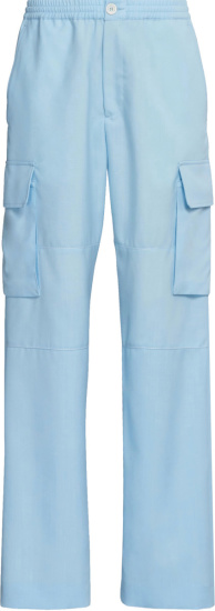 Marni Light Blue Wool Cargo Pants