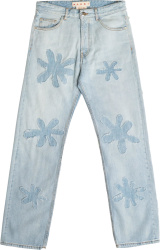 Marni Light Wash Blue Daisy Patch Jeans