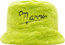 Marni Lime Green Logo Terry Cotton Bucket Hat