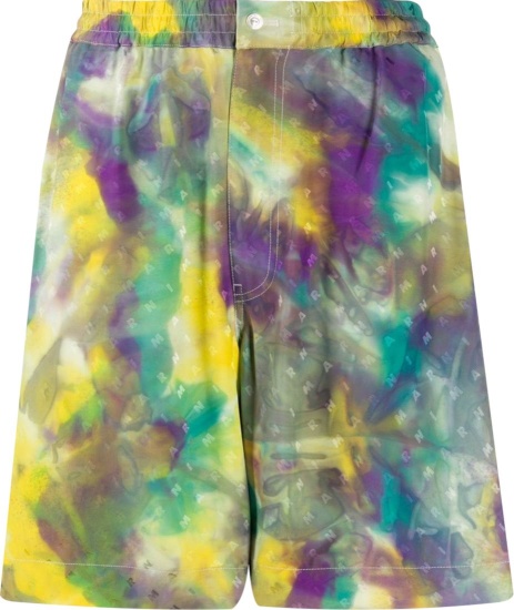 Marni Multicolor Allover Logo Print Silk Shorts
