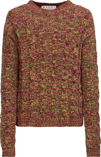Marni Multicolor Speckled Cable Knit Sweater