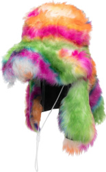 Multicolor Striped Fur Trapper Hat