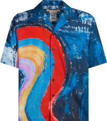 Marni Navy And Rainbow Hand Painted Print Shirt