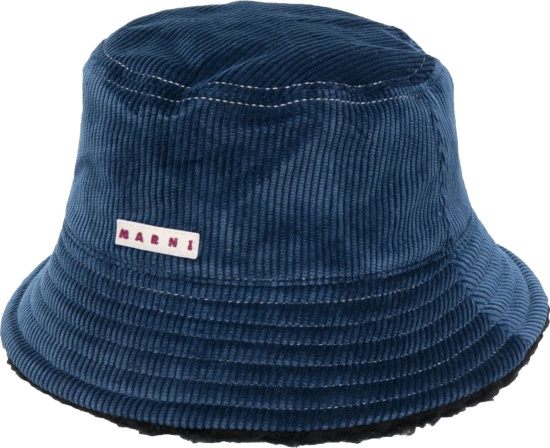 Marni Navy Blue Corduroy Bucket Hat