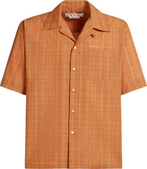 Marni Orange Mini Check Bowling Shirt