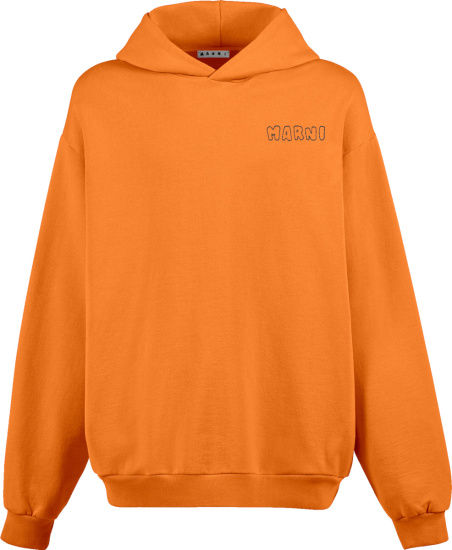 Marni Orange Outlined Logo Hoodie