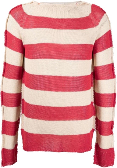 Marni Red And White Striped Inside Out Sweater