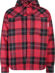 Red Plaid Hooded Shirt Jacket