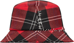 Red Plaid Distressed Bucket Hat