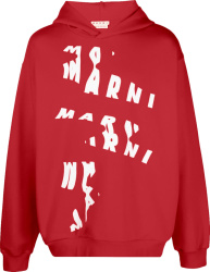 Marni Red Scanned Logo Hoodie