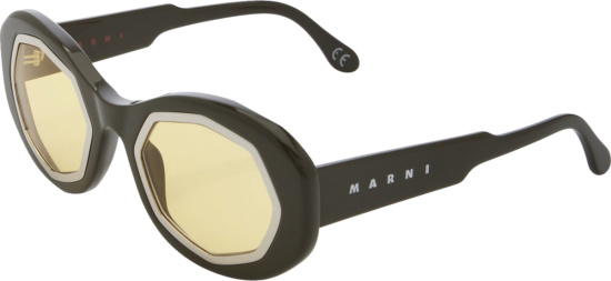 Marni Round Hexagonal Yellow Tinted Sunglasses