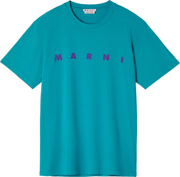 Marni Turquoise Logo Print T Shirt