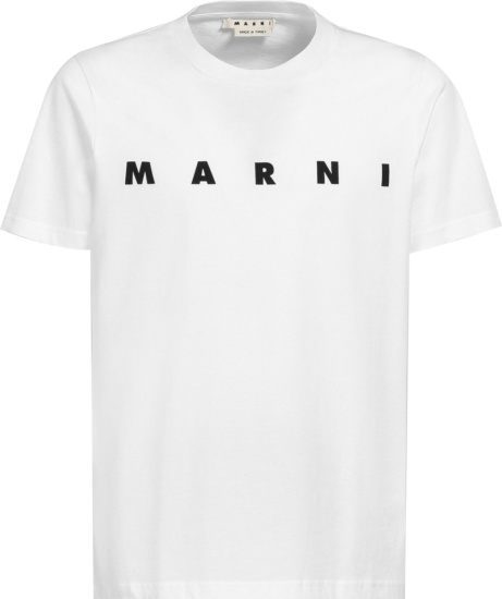 Marni White And Black Logo Print T Shirt
