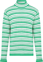 Marni White And Green Striped Turtleneck