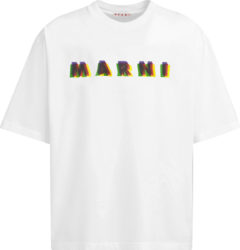Marni White And Multicolor 3d Glasses Style Logo T Shirt