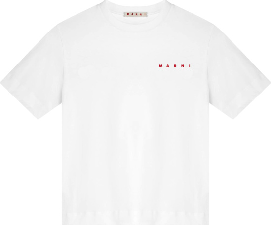 Marni White And Red Logo Print T Shirt