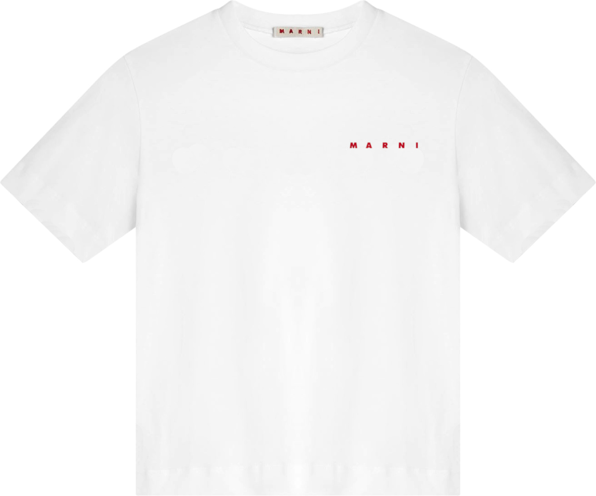 Marni White & Red-Logo Floral T-Shirt | INC STYLE