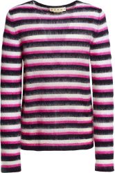 Marni White Black And Hot Pink Striped Mohair Sweater